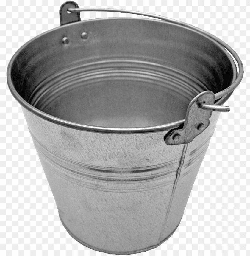 Metal bucket with a handle, ideal for carrying liquids or materials PNG