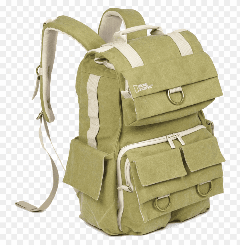 Stylish green backpack with multiple pockets and straps PNG