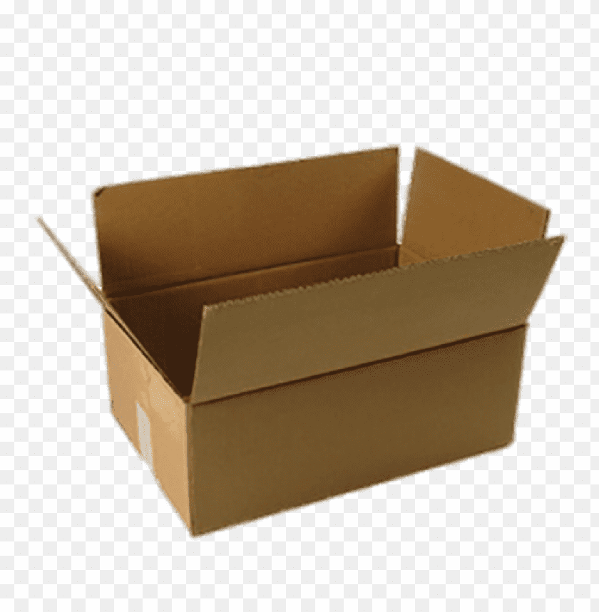 Empty cardboard box with open flaps for storage or shippi PNG