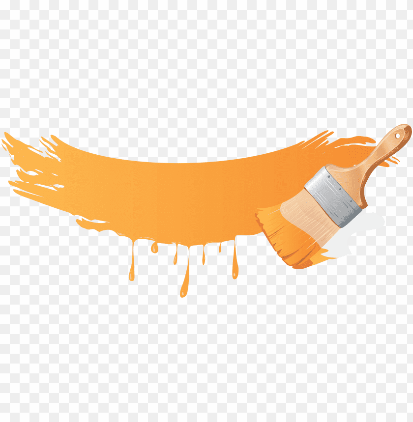 Orange paintbrush with paint stroke, ideal for creative projects and desi PNG