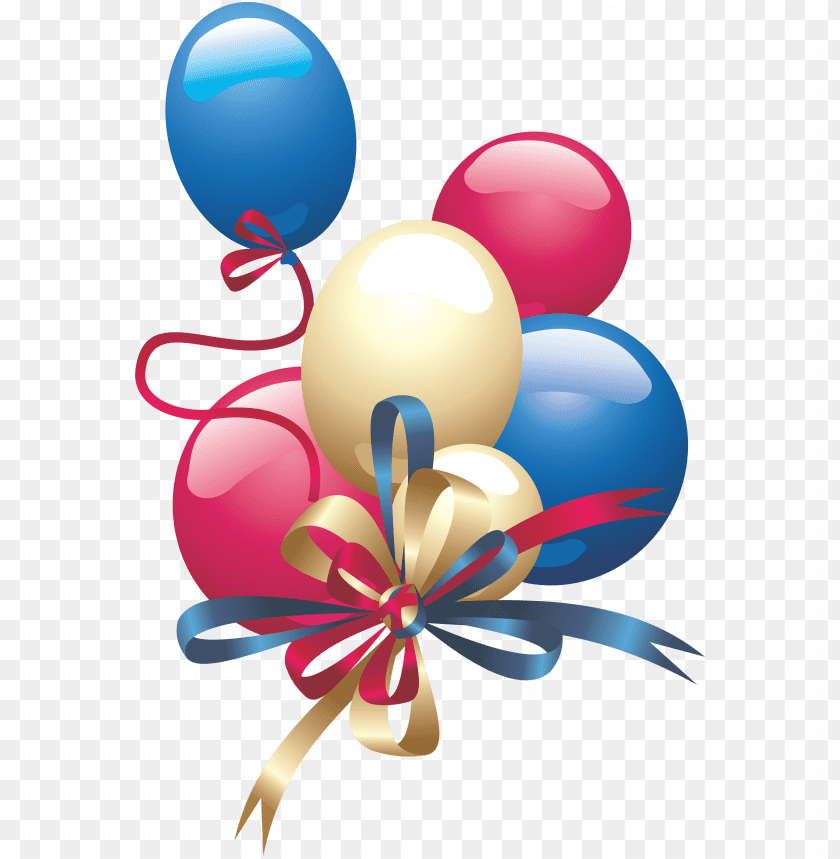 A cluster of colorful balloons tied with ribbons for celebratio PNG