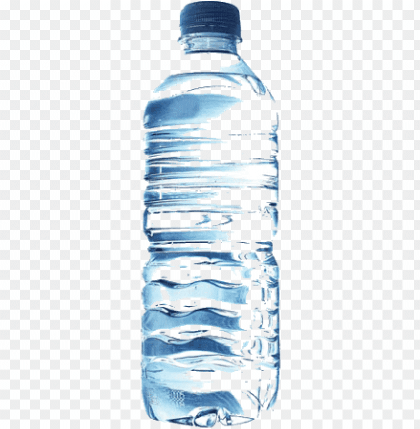 Clear plastic water bottle filled with water on a transparent background PNG