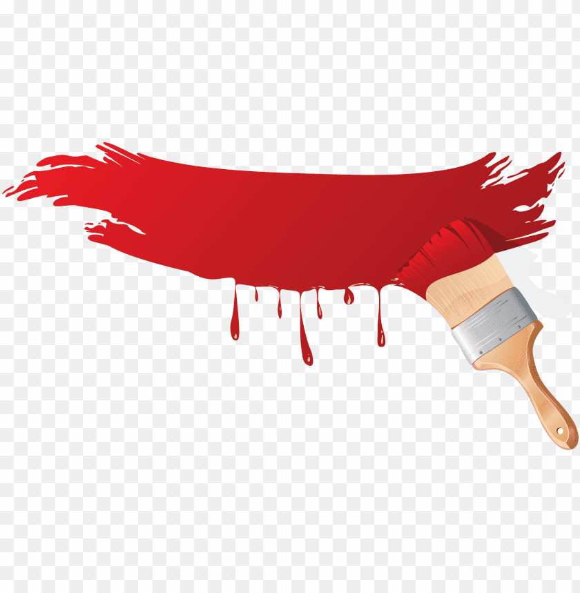 Red paint splash with paintbrush for artistic or renovation themes PNG