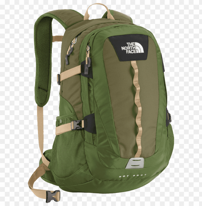 Green backpack with straps and logo from The North Face PNG