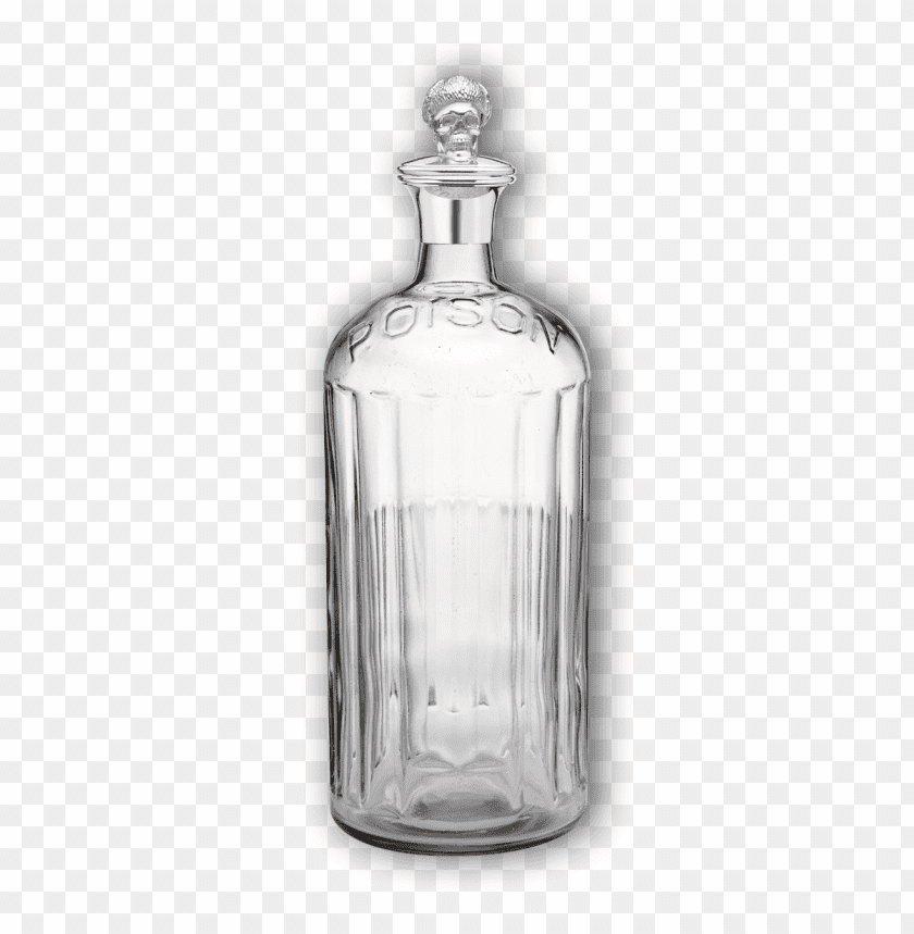 Vintage glass poison bottle with a stopper, clear and transparent PNG