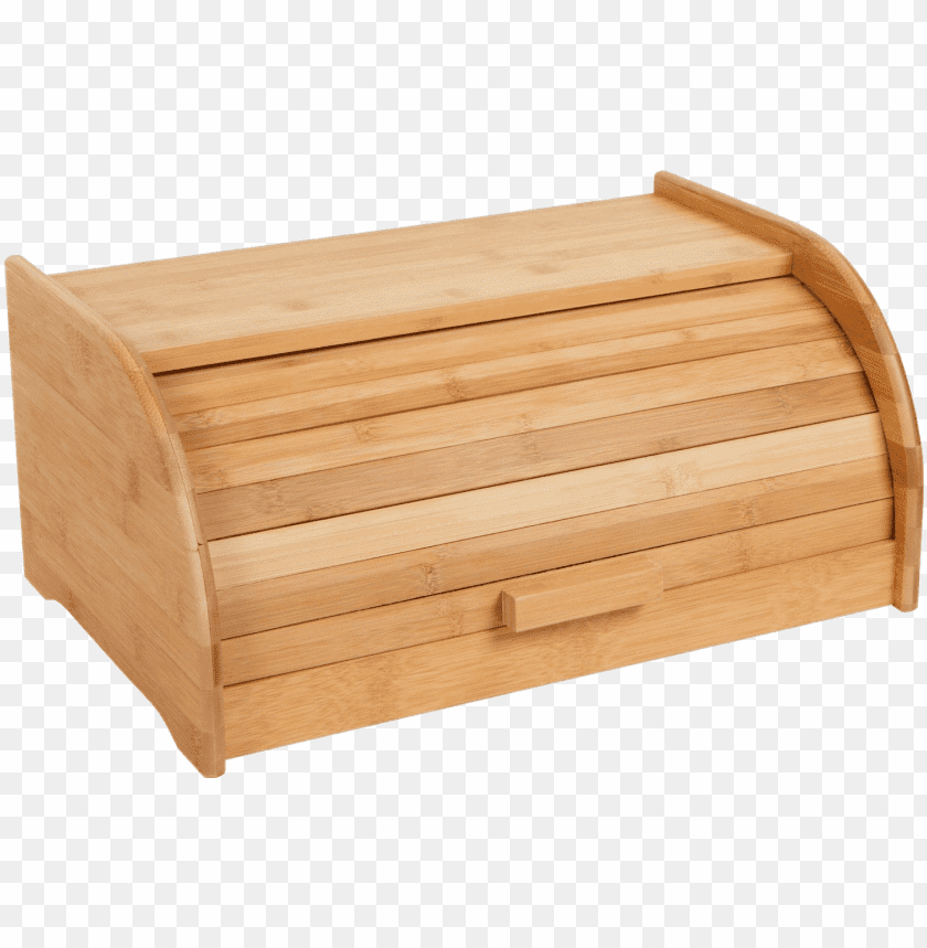 Bamboo bread box with a curved top and a drawer PNG