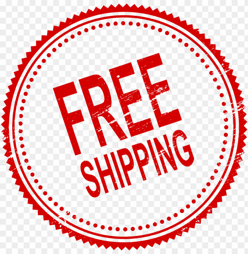 Red seal with the text 'FREE SHIPPING' for promotional offers PNG