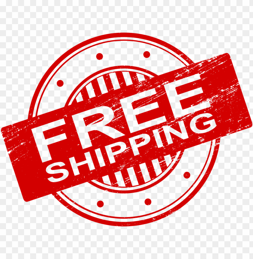 Red stamp with text 'FREE SHIPPING' in bold letters PNG