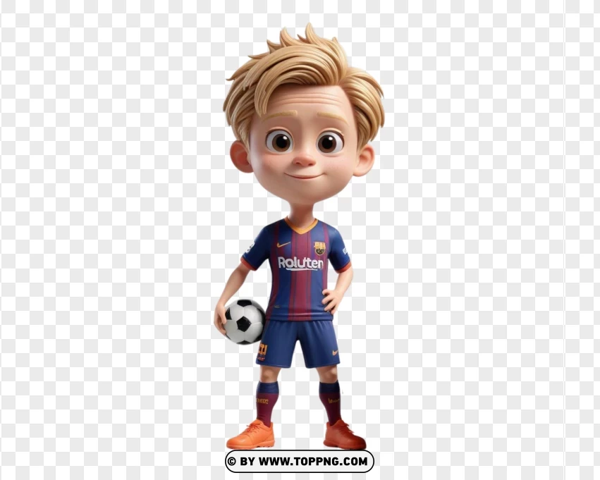 Frenkie De Jong Barcelona Football Chibi Character PNG Transparent Background