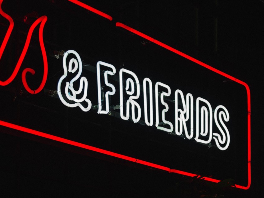 friends, inscription, neon, backlight, dark