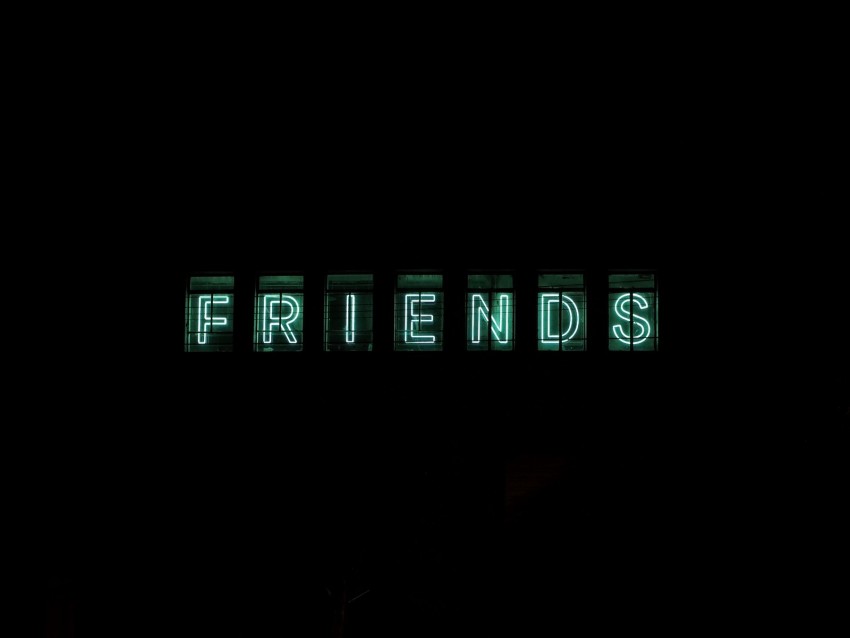 friends, inscription, neon, backlight, dark, letters