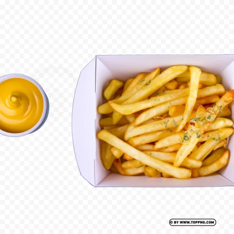 Fries Container With Mayo And Ketchup Free PNG Transparent Background