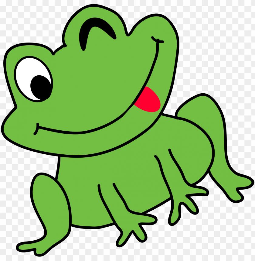 Happy cartoon frog with a playful expression and bright green color PNG