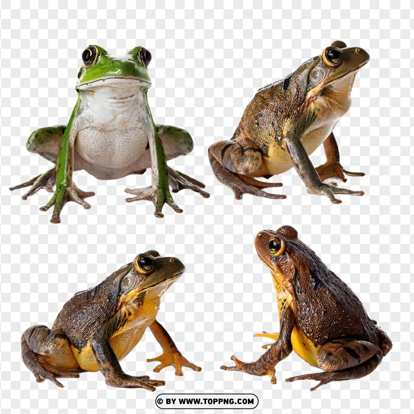 Collection Of Frogs In Natural Postures PNG Transparent Background