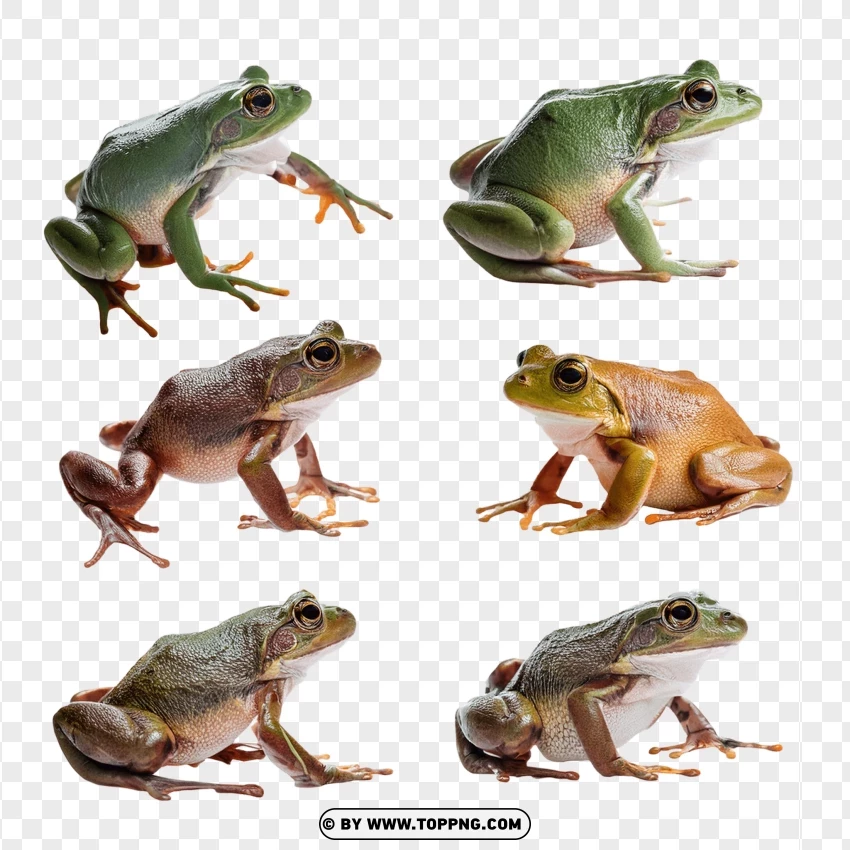 Multiple Frogs Sitting In Poses PNG Transparent Background