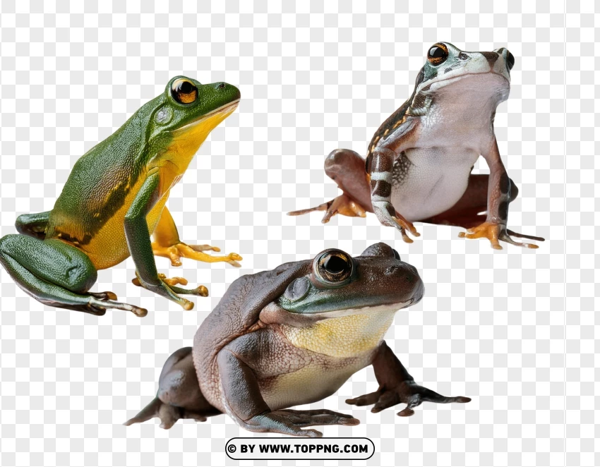 Two Frogs In Different Poses PNG Transparent Background