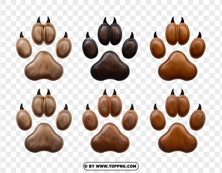 Set Of Animal Furry Paw Prints PNG Transparent Background