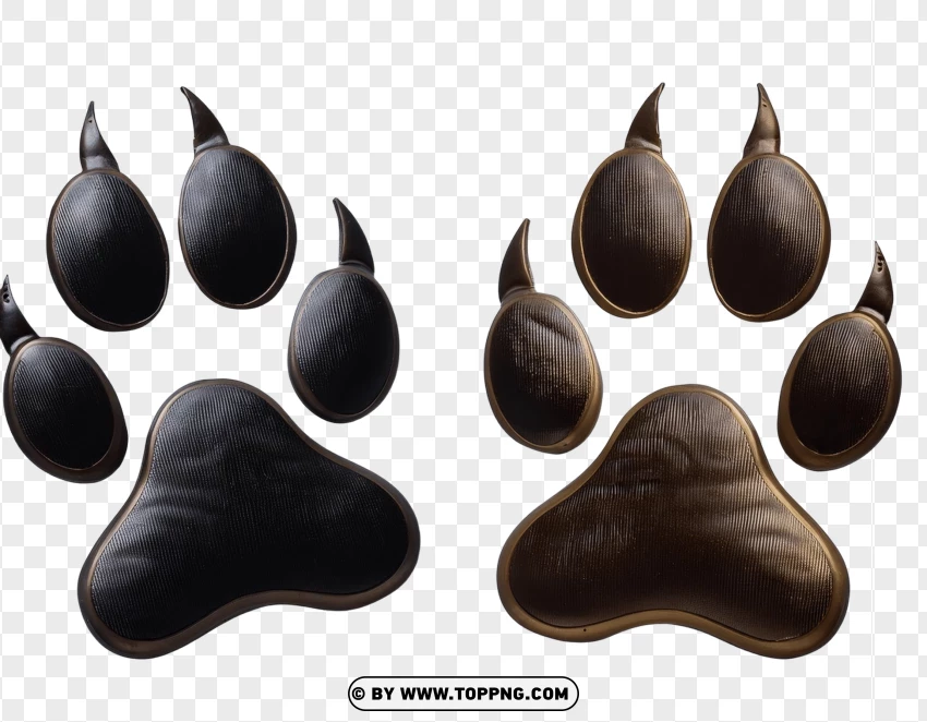 Detailed Brown Furry Paw Print PNG Transparent Background