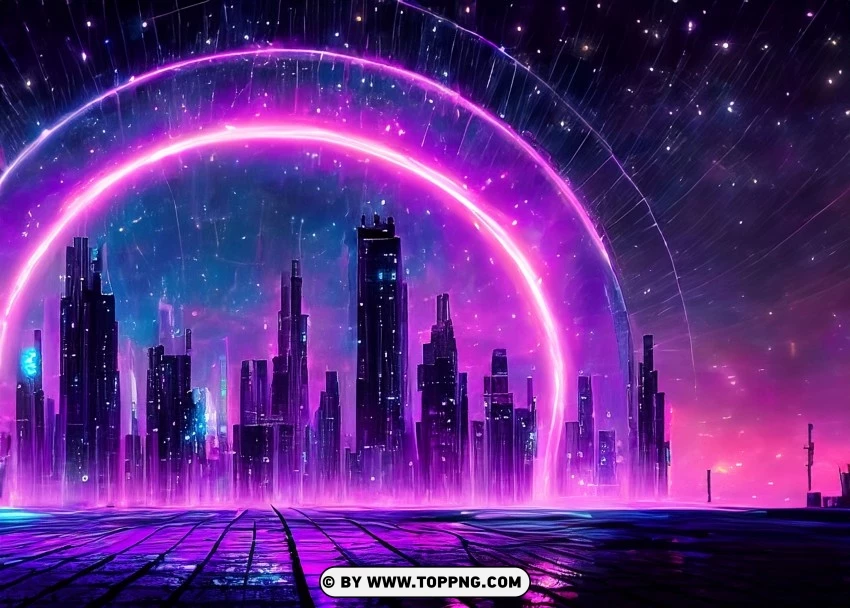 Futuristic Urban Glow With Vibrant Purple Ring Illumination Wallpaper Flare PNG Transparent Background