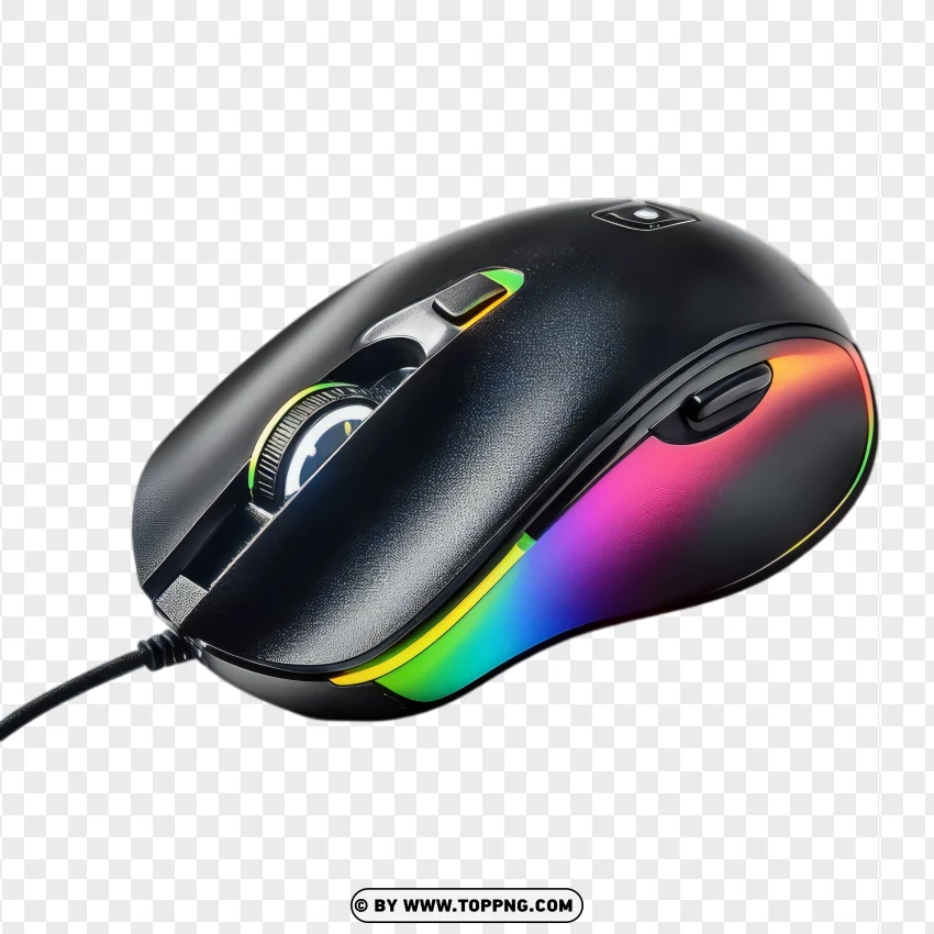 Gaming Mouse With Rainbow Color Lighting PNG Transparent Background