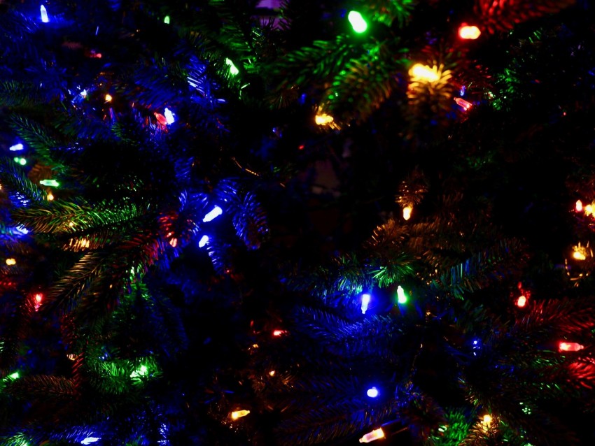 garland, tree, christmas, new year, decoration, colorful