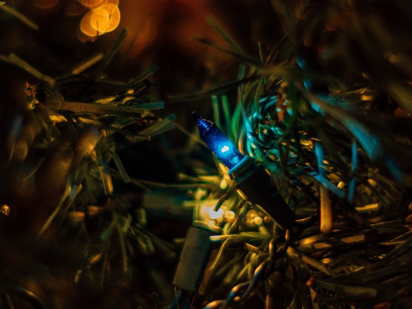 garland, tree, christmas, new year, glare, bokeh