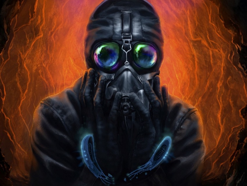 gas mask, mask, respirator, surrealism, art