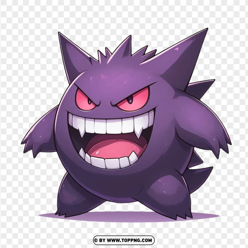 Gengar Grinning A Pokémon Character With A Mischievous Smile PNG Transparent Background