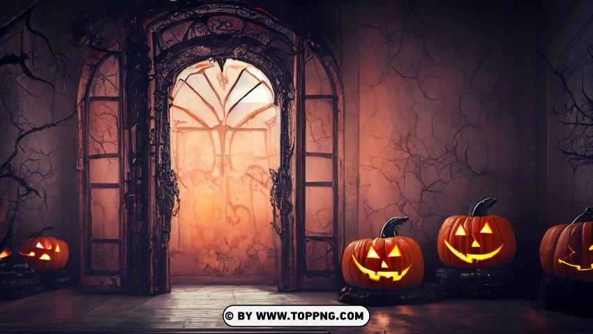 Ghostly Halloween Entrance High-resolution 4k Wallpaper PNG Transparent Background