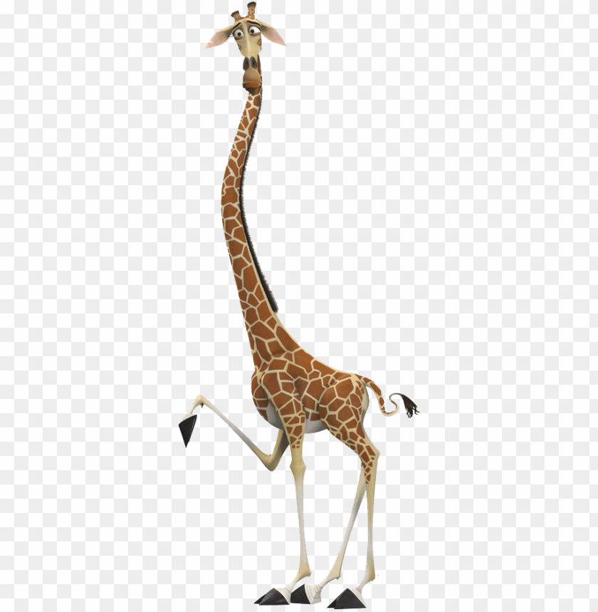 Animated giraffe character with a long neck and playful expressio PNG