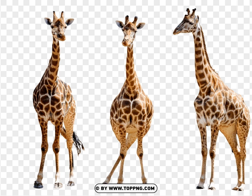 Group Of Giraffes In Standing And Resting Wildlife Poses PNG Transparent Background