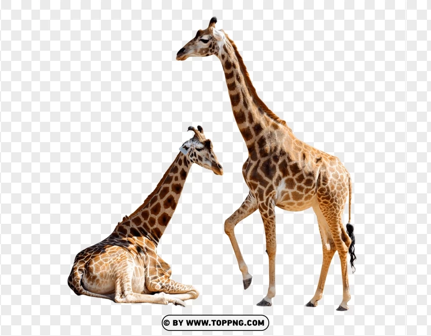 Set Of Giraffes In Natural Wildlife Poses PNG Transparent Background