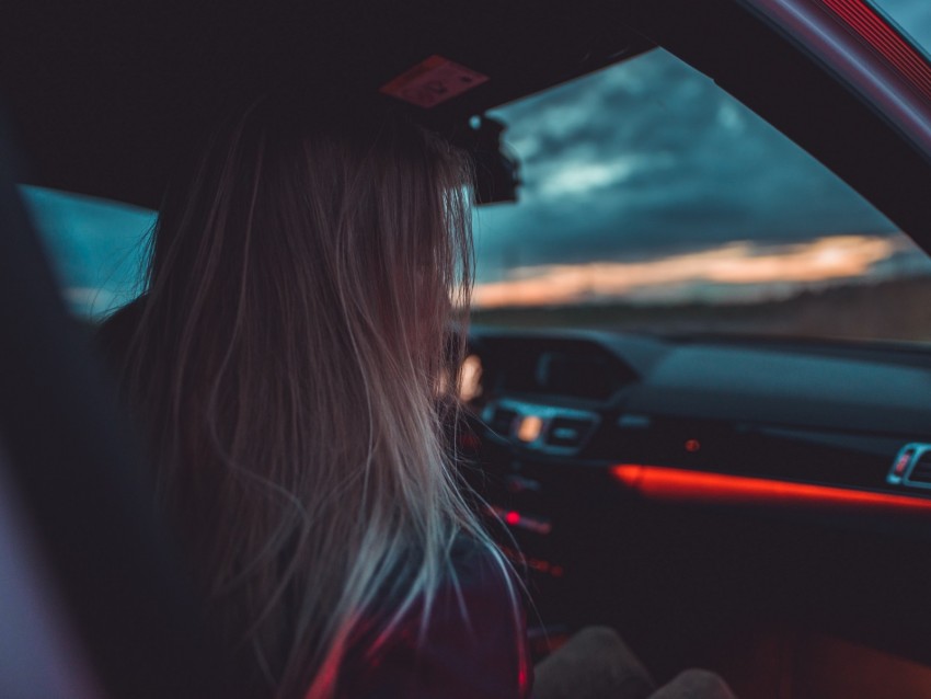 girl, hair, mood, sunset