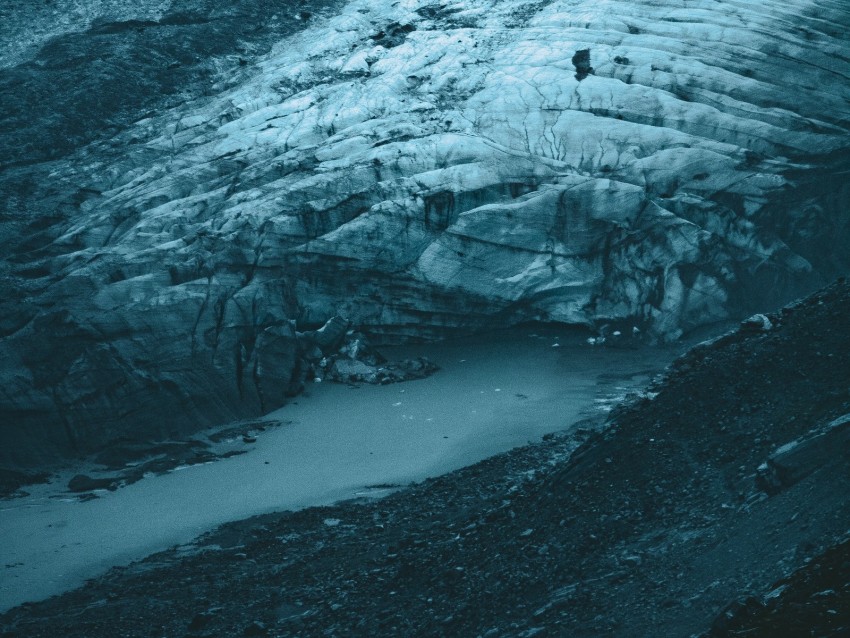 glacier, aerial view, ice, landscape, gray