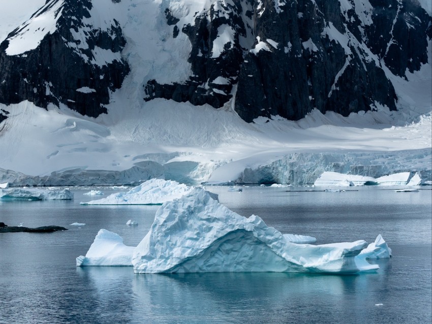 Glacier Ice Snow Fog Mountain Water Background