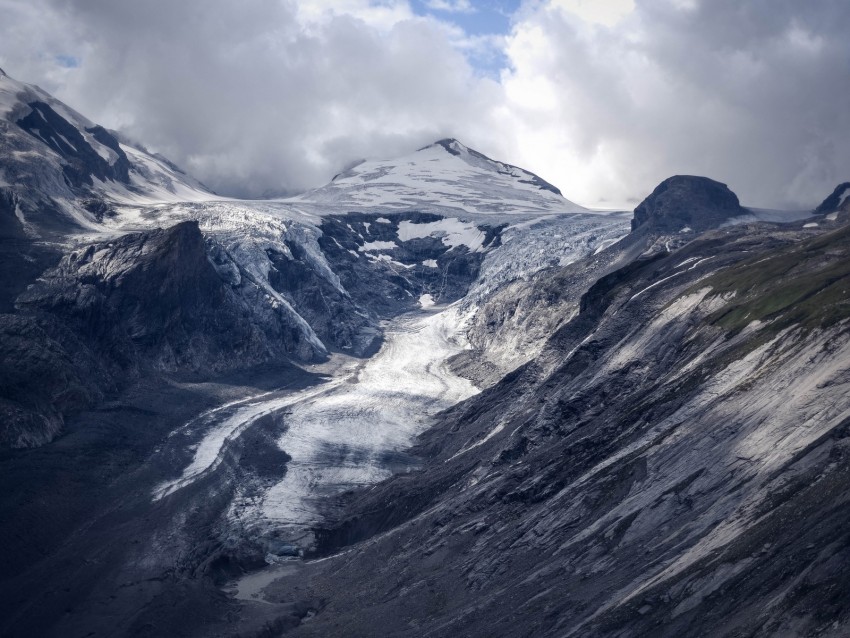 Glacier Mountain Fog Clouds Background