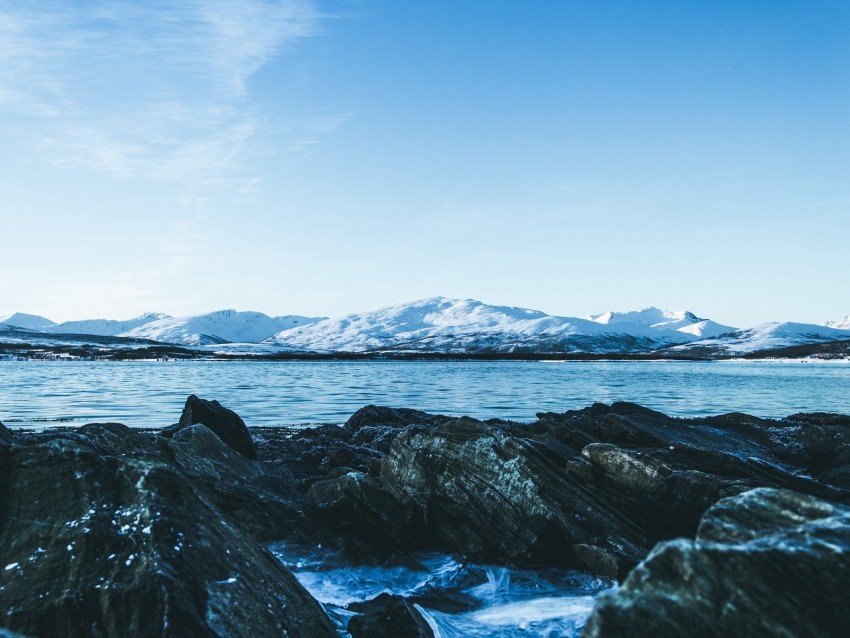 glacier, stones, lake, ice, water