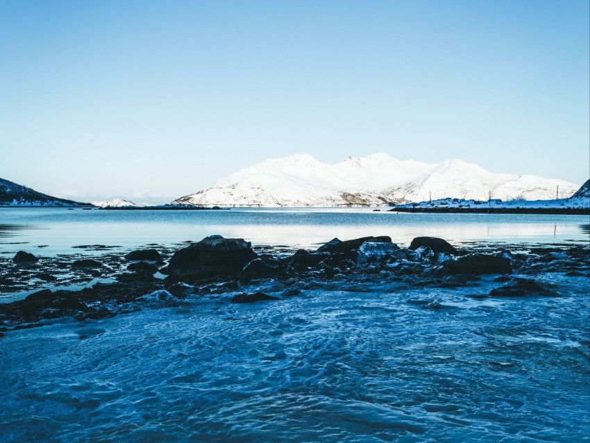 Glacier Water Ice Lake Sky Horizon Background