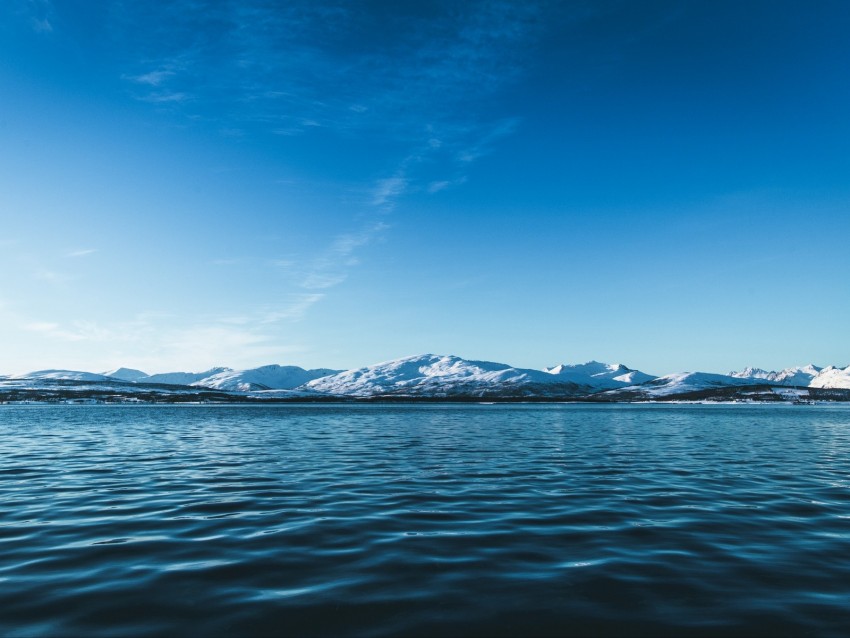 Glacier Water Mountains Horizon Snowy Ice Background