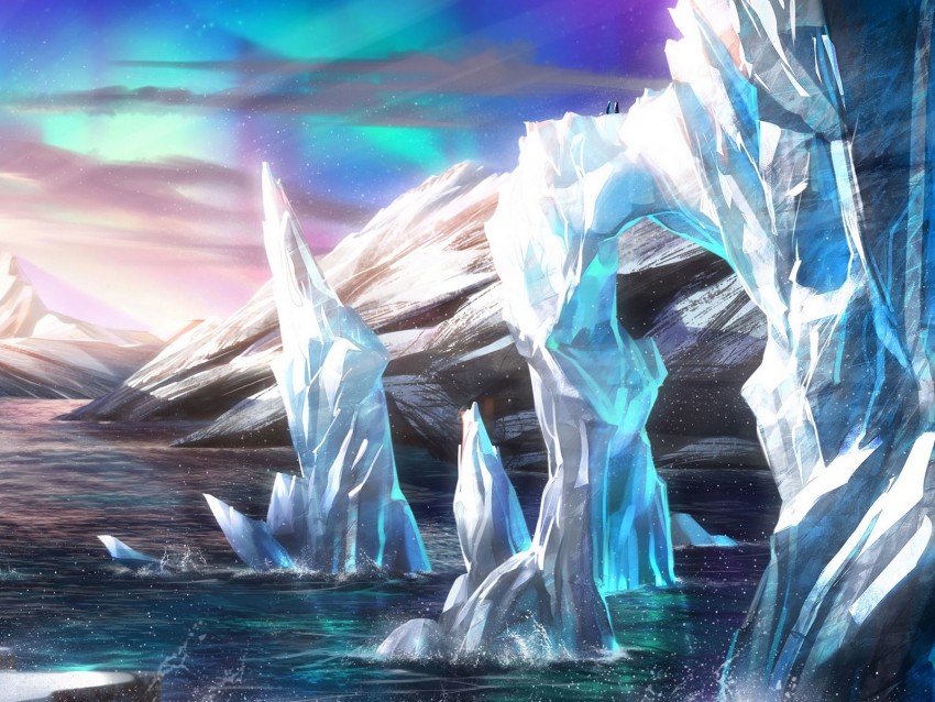 glaciers, ice, ice blocks, snow, art