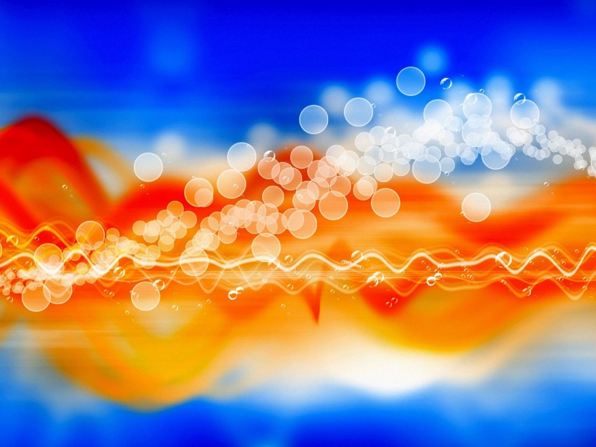 Glare Bokeh Circles Blue Orange Wavy Background