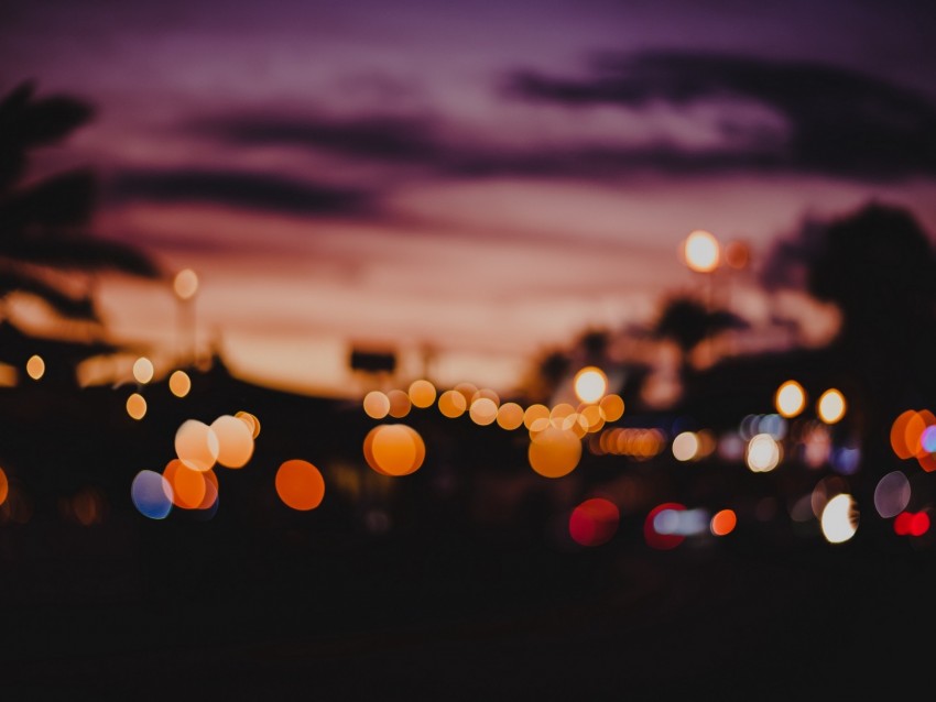 Glare Bokeh Sunset Night Blur Dark Background