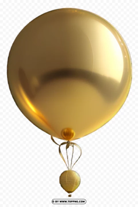 Golden Balloon,Shiny Gold Balloon,Round Gold Balloon,Curly Gold Ribbon,See-Through Background,Gleaming Gold Balloon,Lustrous Gold Balloon