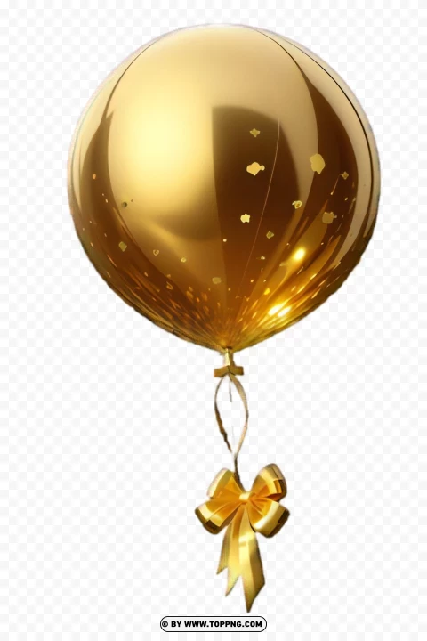 Golden Balloon,Shiny Gold Balloon,Round Gold Balloon,Curly Gold Ribbon,See-Through Background,Gleaming Gold Balloon,Lustrous Gold Balloon