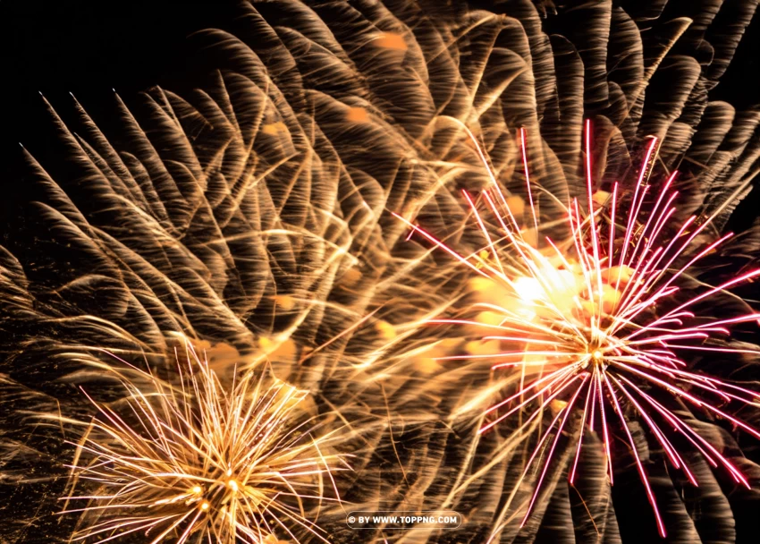 Glorious Golden Fireworks Spectacular Display PNG Transparent Background