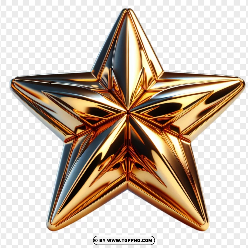 Glossy Golden Star PNG Transparent Background