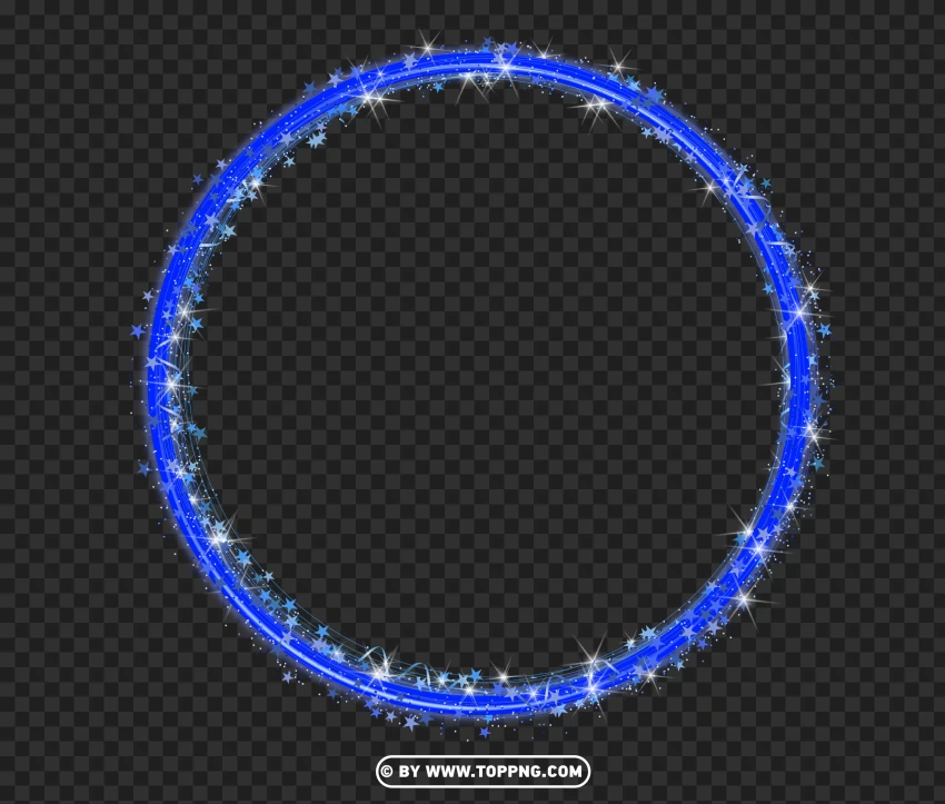 Glowing Blue Sparkle Circle Frame Effect Image PNG Transparent Background