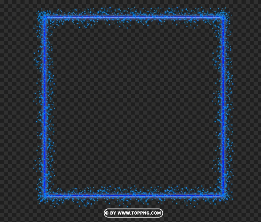 Glowing Blue Sparkle Square Frame Effect Image PNG Transparent Background