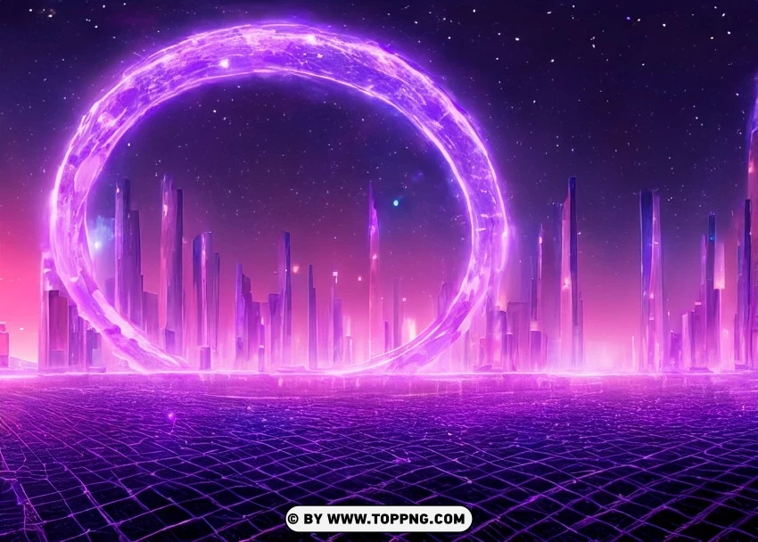 Glowing Futuristic Architecture In Ethereal Purple Cityscape Wallpaper Flare PNG Transparent Background