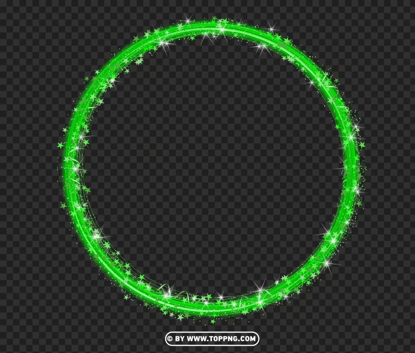 Glowing Green Sparkle Circle Frame Effect Image PNG Transparent Background